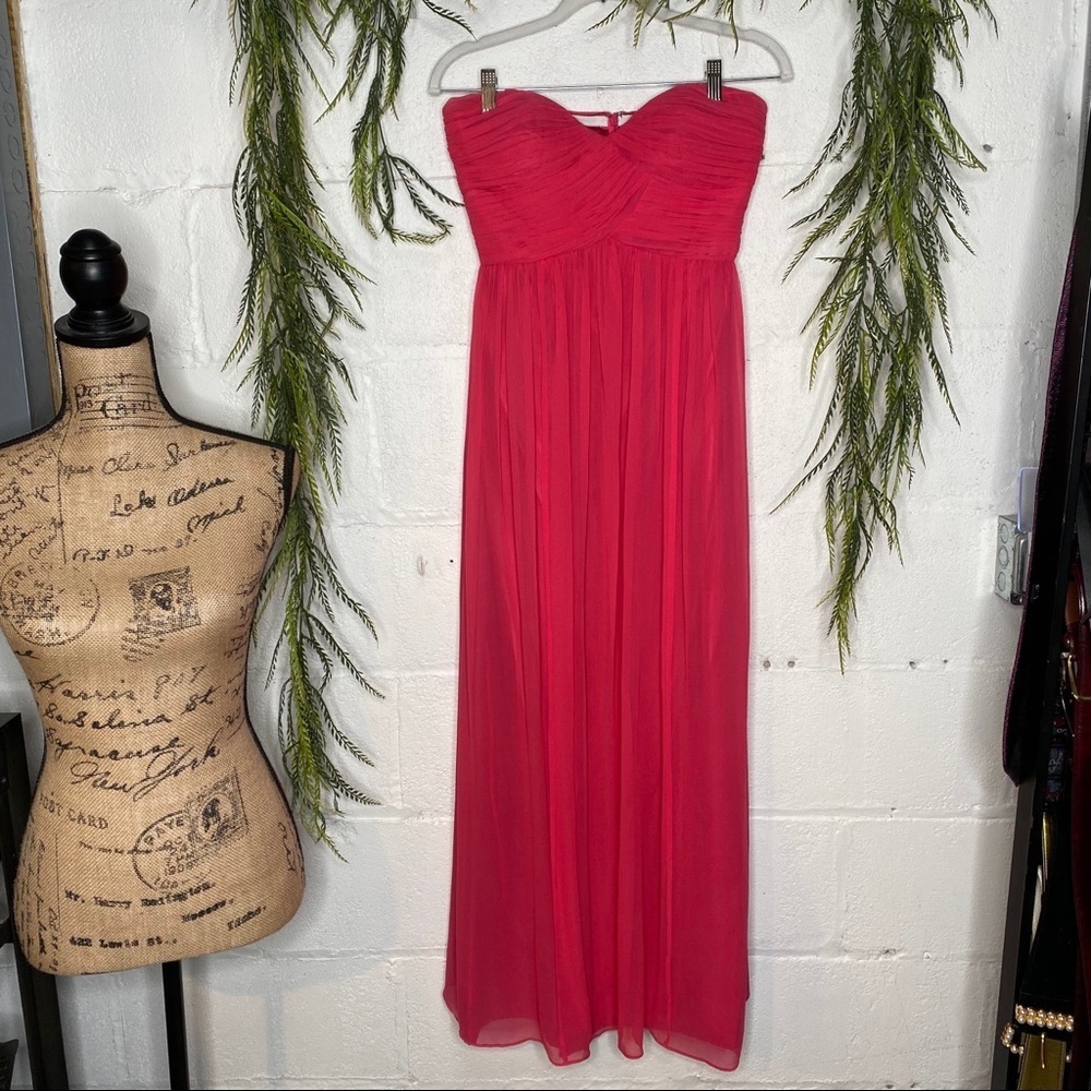 Donna Morgan LAURA Pinkish Coral Formal Gown Strapless Size 4 Bridesmaid